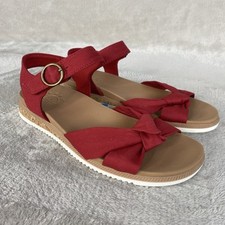 Skechers Bobs Desert Kiss Womens Sandal Size 6.5 Red Tan Cork Plush Foam NEW