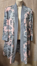 R M Richards Women's Pink/Grey Floral Dress Topper Jacket - Size 14P - NWT