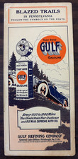 VINTAGE 1920s BLAZED TRAILS GULF OIL ROAD MAP PENNSYLVANIA Gas & Oil