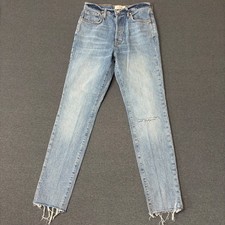 We The Free by Free People Women  s Distressed High Rise Jeans Sz 27 Light Wash