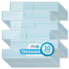 Art3D 10-Pack Heavy-Duty Peel And Stick Backsplash 12 X 12 Inch Vinyl Seaglass
