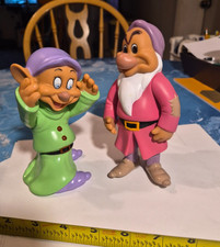 Vintage 1992 Mattel Vinyl Poseable Figures of Dopey and Grumpy from Walt Disney