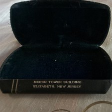 Round Gold Metal Pince-Nez Eyeglasses with Case