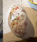 Avon Oval Porcelain Hinged Trinket Box w/ Lid Butterfly Floral — photo 1