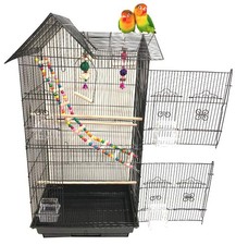 38-Inch Double Roof Top Large Flight Bird Cage with Toys Climbing Ladder Side...
