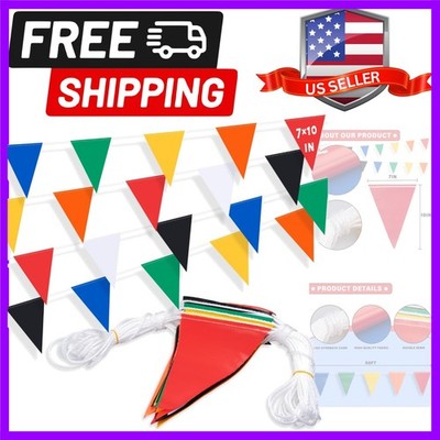 50ft Pennant Banner Flags, 7x10 Multicolor 25 Pcs High Visibility Safety Flag...