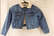 Gap Kids Fleece Sherpa Lined Denim Jean Jacket Size 6/7 Excellent Condition