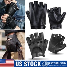 Men  s PU Leather Punk Half Finger Snap Performance Gloves Half Finger Gloves USA
