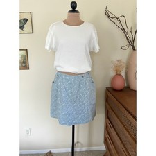 Vintage Blue Dainty Floral Denim Skort