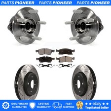 Front Hub Bearing Drilled Slot Brake Rotor Pad Kit For Jeep Grand Cherokee Dodge