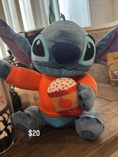 Disney Lilo  Stitch Stitch Plush Stuffed Animal Orange Sweater Pumpkin Cup