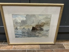 20th Century Watercolour painting " Period Naval Engagement"