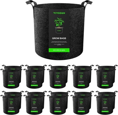 VIVOSUN 3Gal 20 Pack Grow Bags Heavy Duty Nonwoven Fabric Pots w/ Handles
