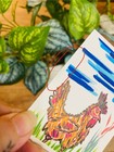 Original Art Acrylic ACEO Farm Life Rooster Trading Card Painting — photo 2