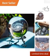 Elegant Polished 3D Galaxy Ball Paperweight with Metal Stand - 60mm Display