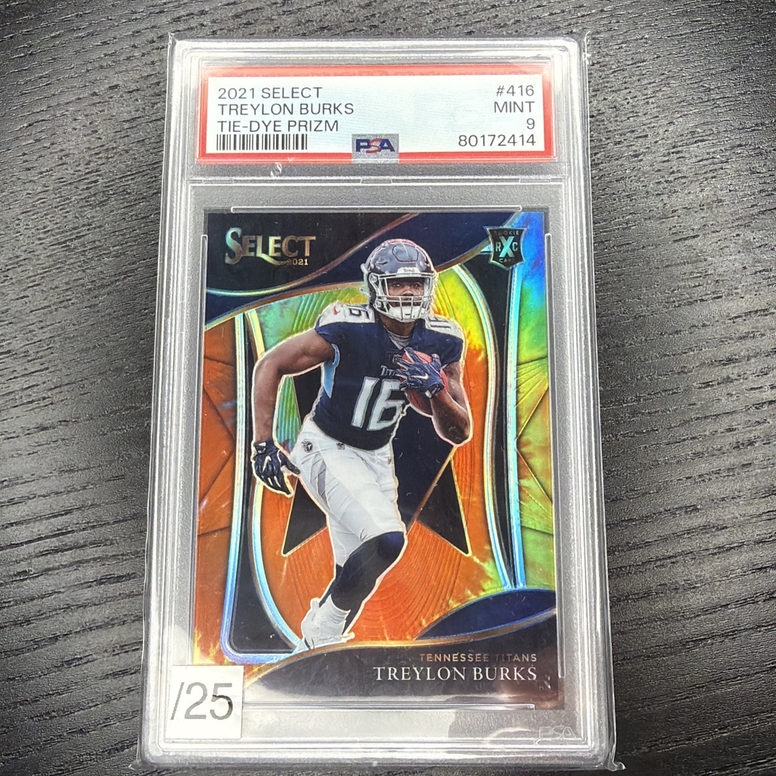 2021 Select Treylon Burks XRC Tie Dye Prizm 01/25 PSA 9 Mint RC Rookie SSP