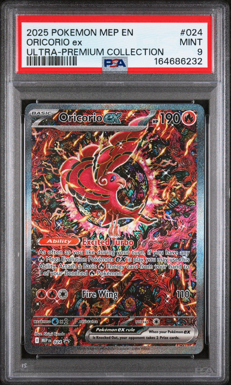 2025 POKEMON MEP EN-ME BLACK STAR PROMO #024 ORICORIO EX PSA 9