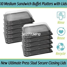 Medium Sandwich Platter with Lids x 10 Catering Cake Buffet Party Platters Trays