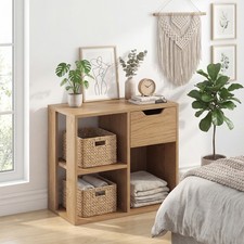 3-Cube Bookshelf w/Drawer, Freestanding Storage Display Shelf for Living Room