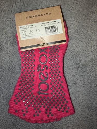 New TOESOX Women's Low Rise Grip Yoga Pilates Toe Socks Size 5-10 Pink