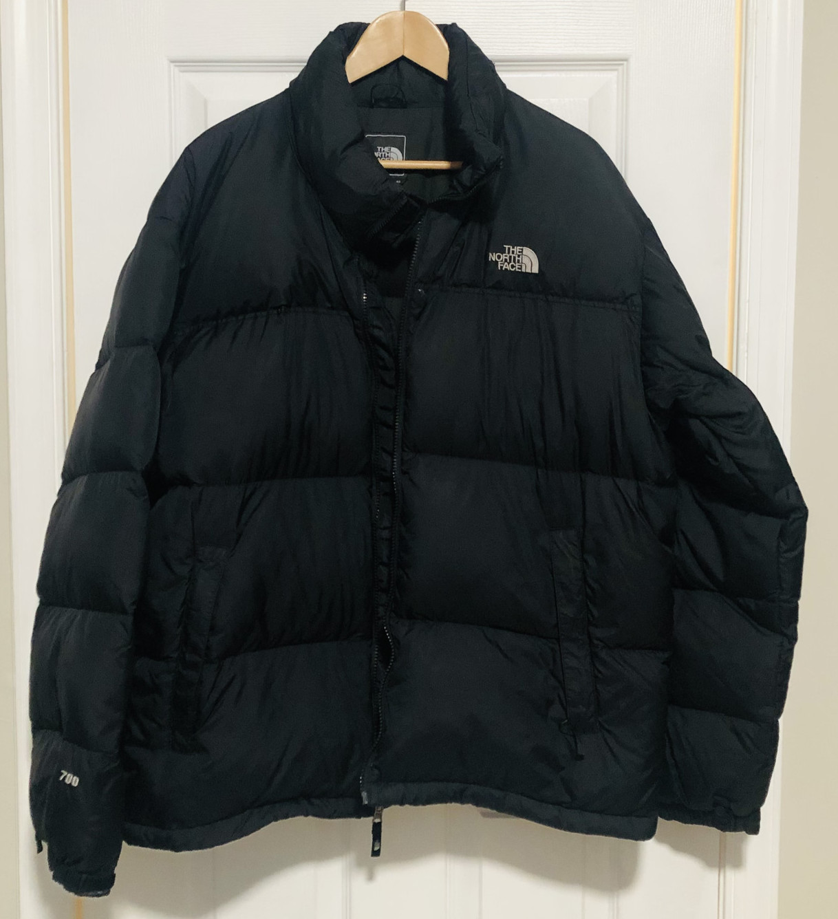 NorthFace 700 Puffer Down Jacket Full Zip Black Mens Size XL Hooded