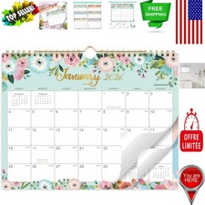 Beautiful 2026 Wall Calendar with Floral Design - Spacious Daily Blocks