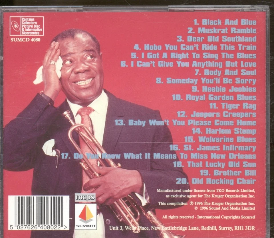 Louis Armstrong 20 Blues-Klassiker CD UK Summit 1996 SUMCD4080 - Bild 2 von 3