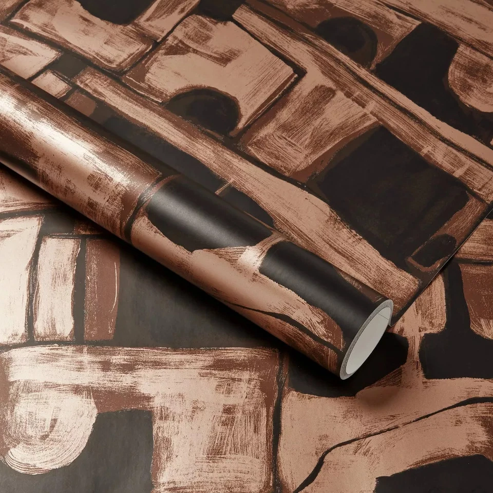 Threshold Abstract Maze 198"x20" Peel & Stick Wallpaper Modern Aged Gold &