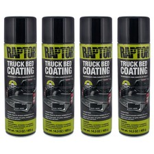 Raptor 1k Bed Liner Aerosol Black 14.3 Ounce Truck Bed Coating - 4 Pack Raptor 1k Bed Liner Aerosol Black 14.3 Ounce Truck Bed Coating - 4 Pack
