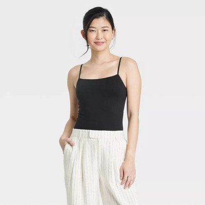New Day Easy Seamless Cami Top Womens Large Pullover Stretch Bust Lined Black