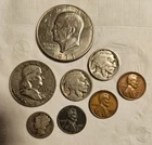 US Coins, Franklin Half Dollar, Buffalo Nickels, Steel Penny, Mercury Dime Lot 8