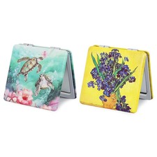 Pocket Mirror for Women, 2 Pcs Square 2.8 PU Style Double Sided 1X/3X Mirror...