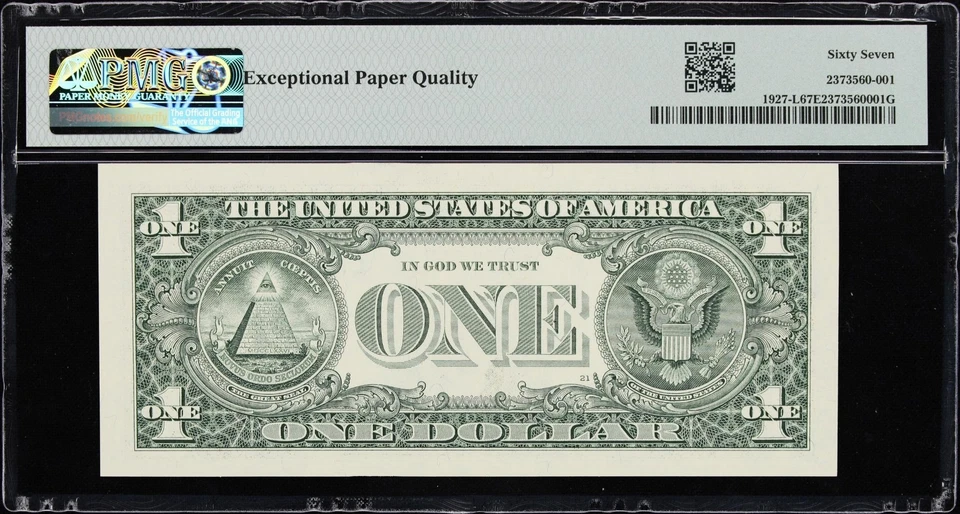 7 of Kind NEAR SOLID # 44444440 Consecutive Fancy Binary serial # PMG 67 EPQ $1 - Image 3 of 3