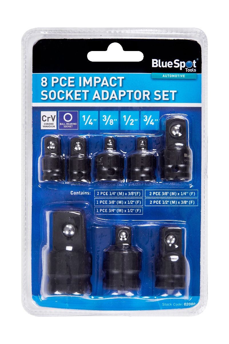 Blue Spot 02080 Impact Socket Adaptor Set 8 Piece