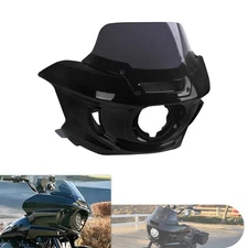 Black Front Headlight Fairing w/ Windshield Fits For Harley Low Rider ST 2022-25
