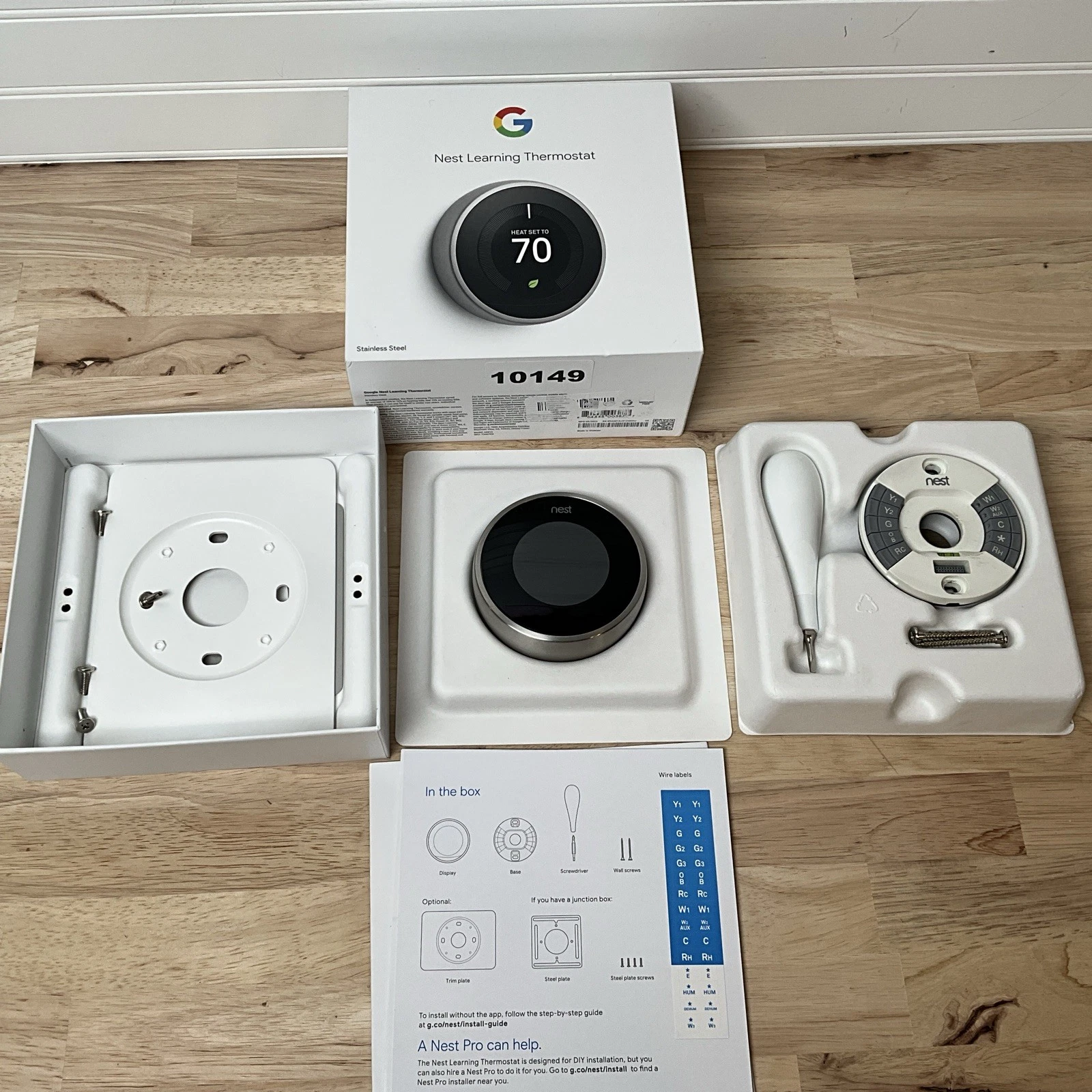 Google Nest 02A 2nd Gen 24V-60HZ Programmable Learning Thermostat W/ Wall Plate