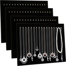 4 Pack Black Velvet Necklace Display Stands for Selling Jewelry black