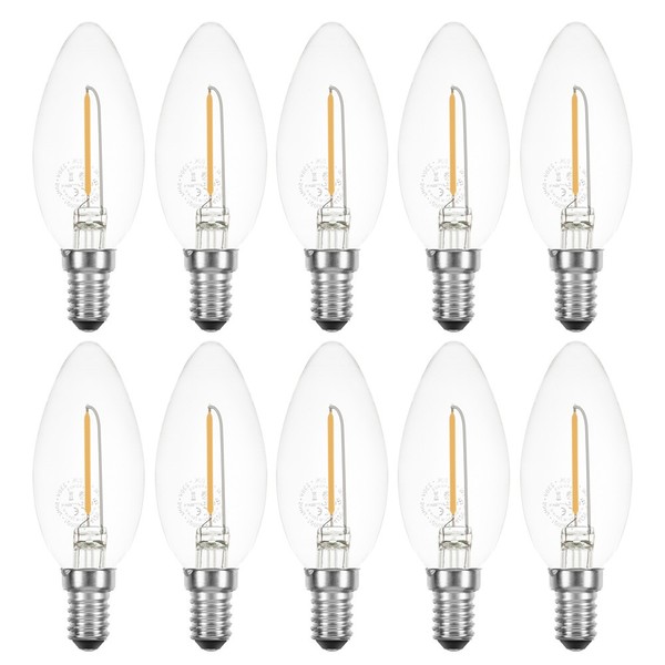 10 X Led Filament Kerze 1W Fast 15W E14 Klar 100Lm Retro Extra Warmweiß 2200K-image