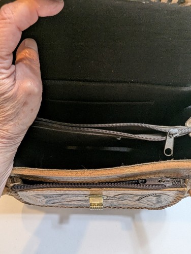 VTG Hand Tooled Floral Leather Double Handle Bag De Pieles Del Norte Purse - 第 11/19 張圖片