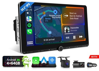 UX7A PLUS 2DIN 10.1'' IPS Android 4+64 Car Stereo Radio Wireless Apple CarPlay BT