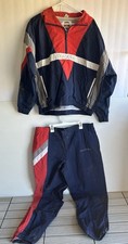 VTG 90s Diadora Soccer Full Zip Up Windbreaker Hooded TrackSuit Set Size Large