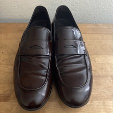 PRADA Bronze Leather Mens Penny Loafers Shoes Made in Italy Size 8