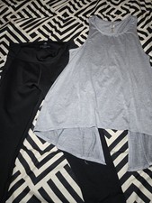adidas Women's Black Leggings  Gray Tank Set Size M Athletic Outfit