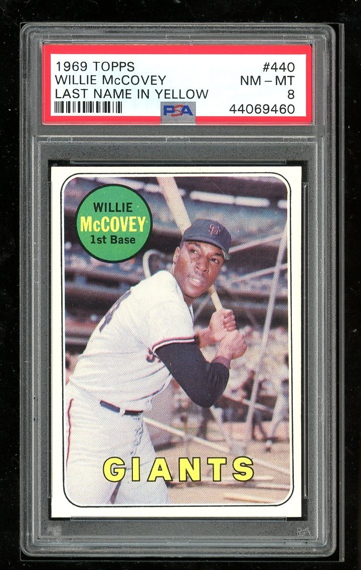 1969 Topps #440 Willie McCovey last name in yellow PSA 8