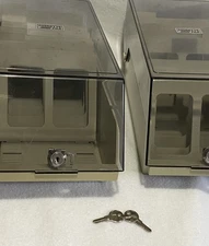 VTG Diskette File Media CD 5.25” Floppy Disk Locking Storage Box w Keys Lot Of 2