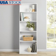 5-Shelf Adjustable Bookcase Sturdy Storage Unit Office Living Room Classroom New