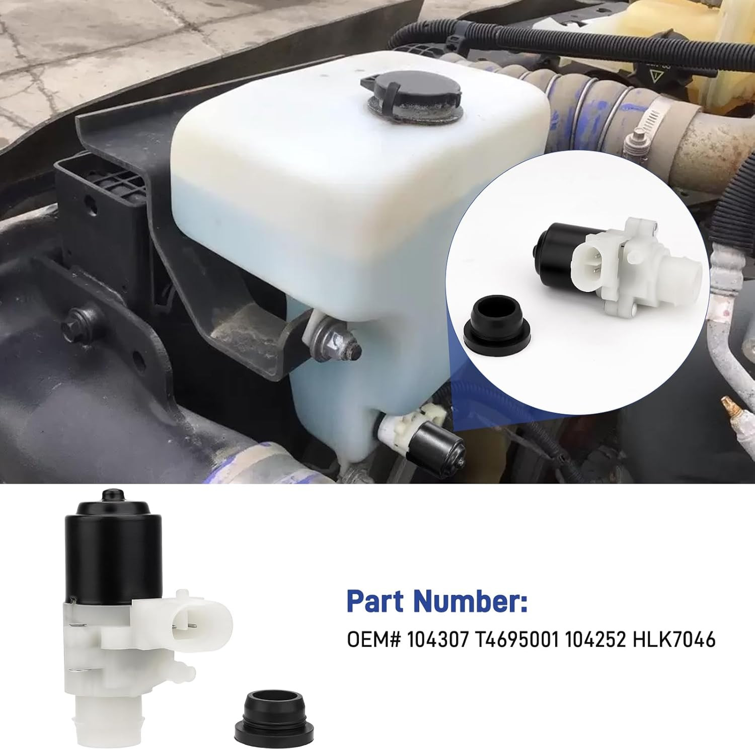 Truck Windshield Wiper Washer Fluid Pump, Fits for Kenworth T680 T880 and Fits f