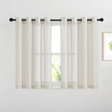 Curtains 2 Panels Set for Kitchen Grommet Semi Natural 48 inch