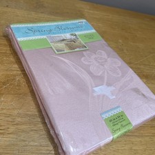 Bed Bath Beyond Pink Spring Blossom Damask Tablecloth 60x84" Daffodils Tulips