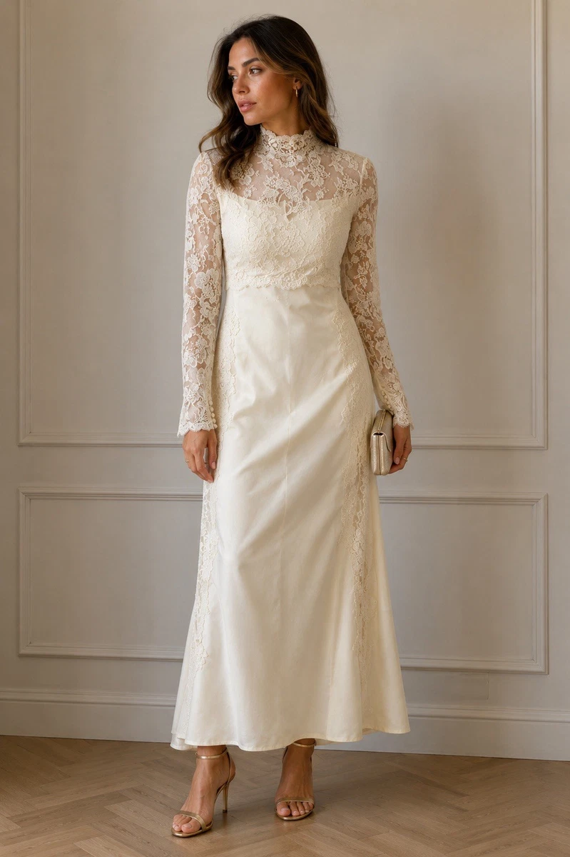Beige Original Vintage Wedding Dresses & Veils for Women for sale